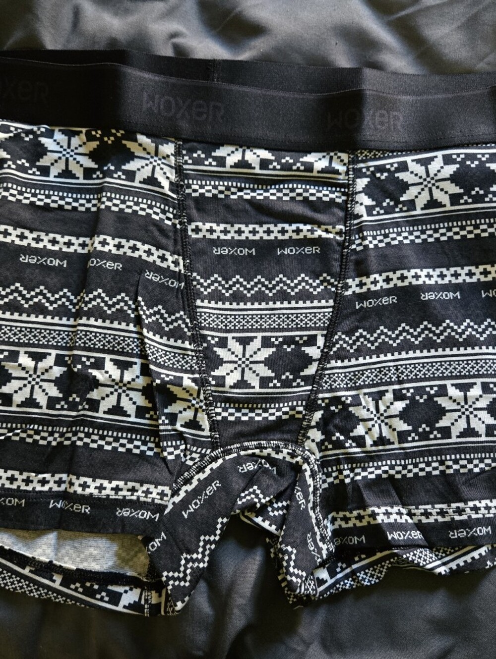 Woxer Black & White Fair Isle Star Boyshorts New XL